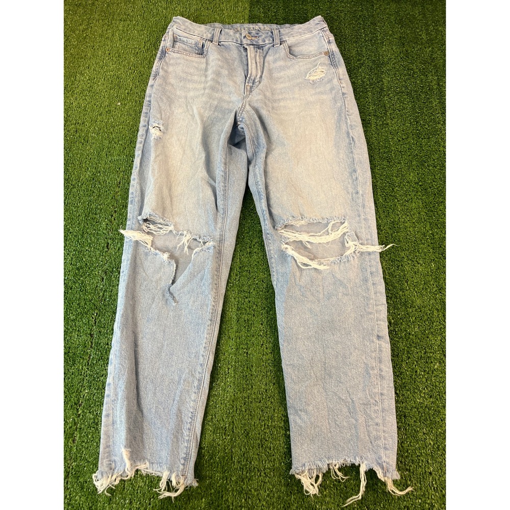 American Eagle Outfitters Light Blue Ripped Straight Leg Jeans